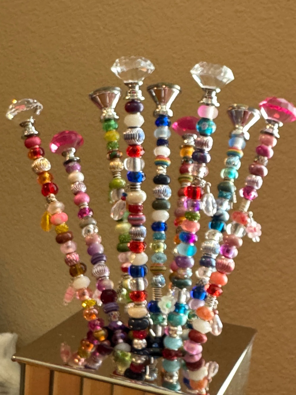 Colorful Beaded Fairy Sticks/Plant Stakes - Handmade
